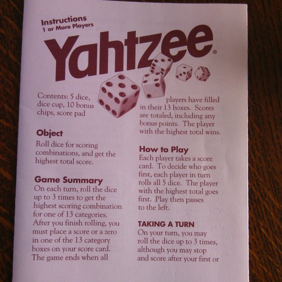 Yahtzee classic dice game played 5 dice Strategies English Spanish high-scoring - Picture 6 of 16
